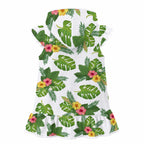 Hibiscus Tropical Leaves Girl's Hooded Beach Cover-Up