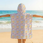 Boho Flowers And Leaves Kid's Hooded Towel Poncho