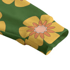 Yellow Flowers On Green Unisex V-neck Cardigan With Button Closure