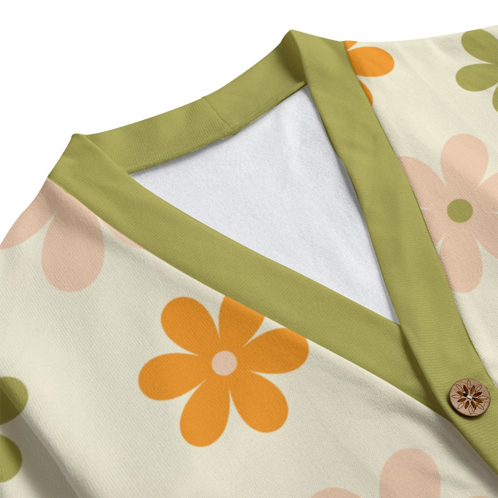 Cute Daisies Unisex V-neck Cardigan With Button Closure