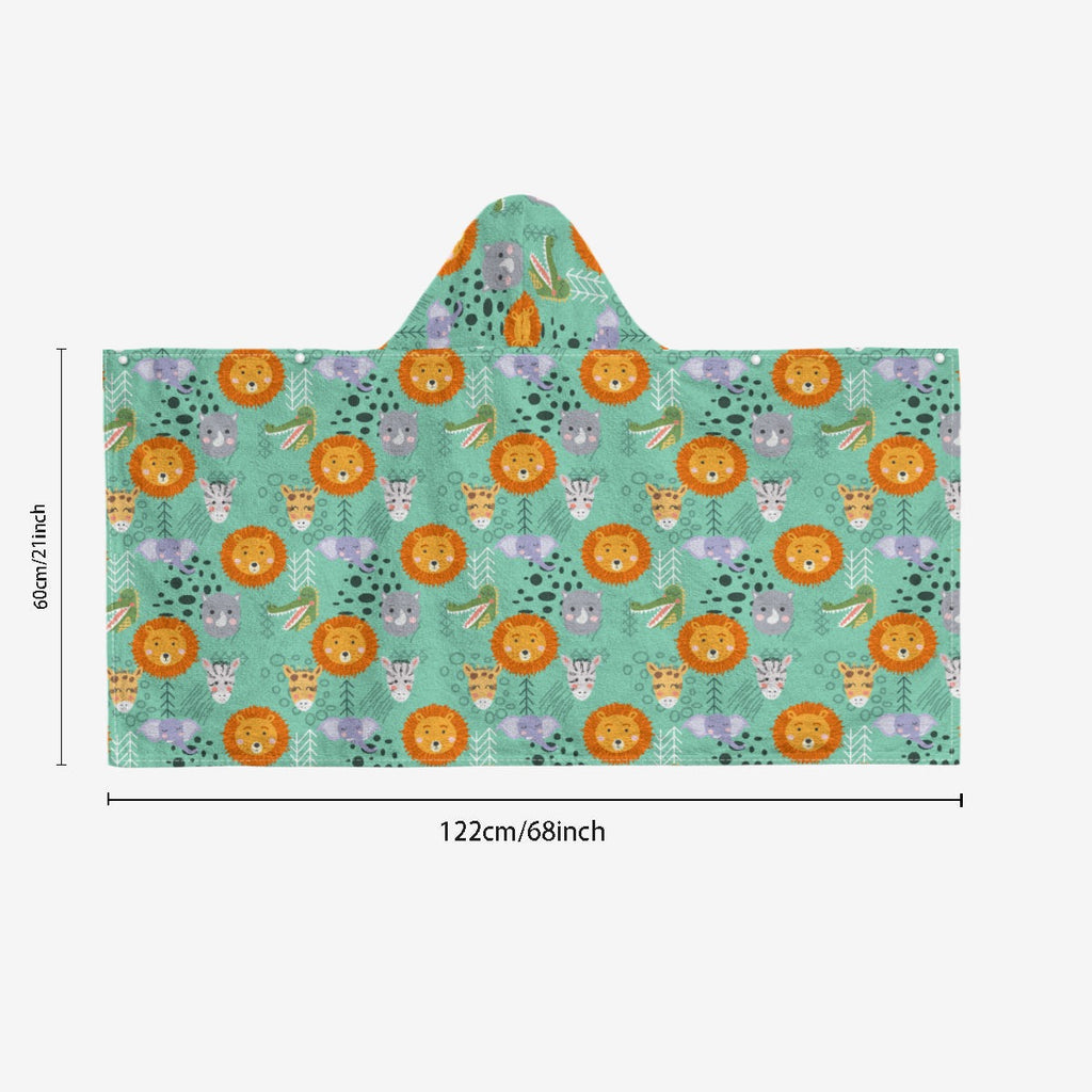 Safari Animals Kids Wrap Hooded Towel Poncho