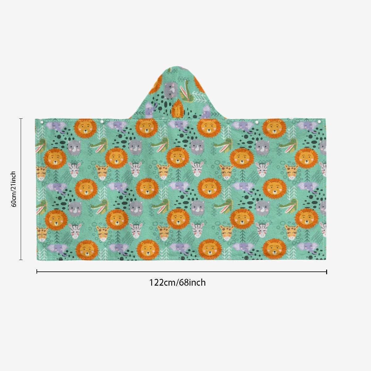 Safari Animals Kids Wrap Hooded Towel Poncho