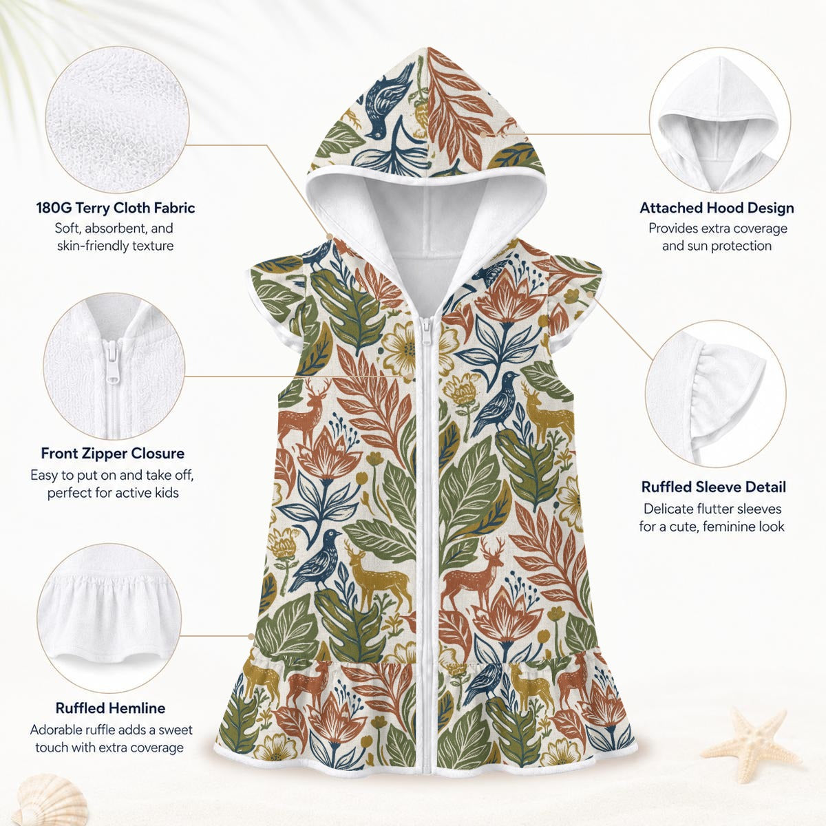 Wild And Free Girl's Hooded Beach Cover-Up