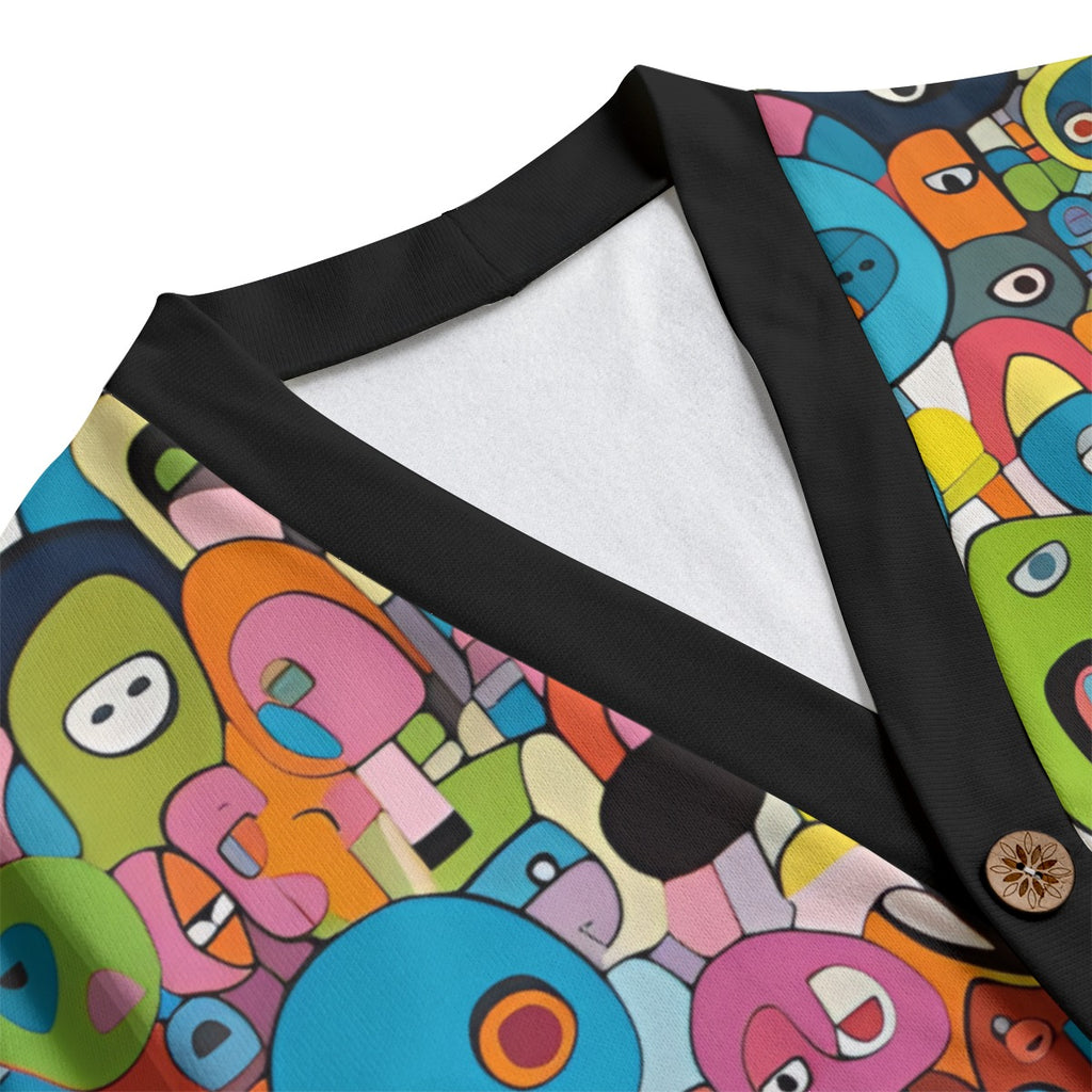 Trippy Trees Unisex V-neck Cardigan With Button Closure