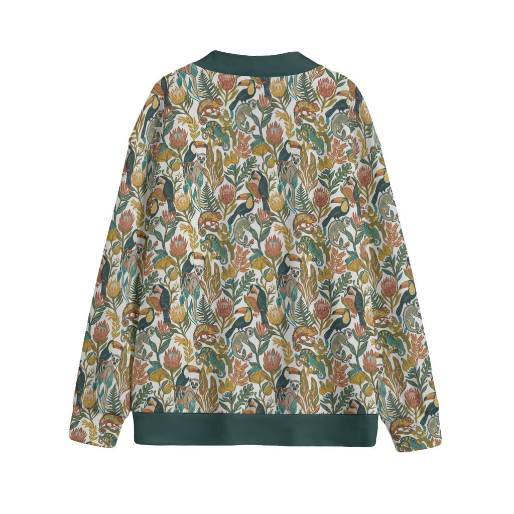 Welcome To The Jungle Unisex V-neck Cardigan With Button Closure