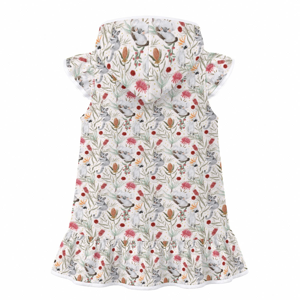 Australian Plants And Animals Girl's Hooded Beach Cover-Up