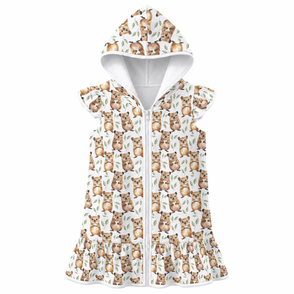 Quokkas Girl's Hooded Beach Cover-Up