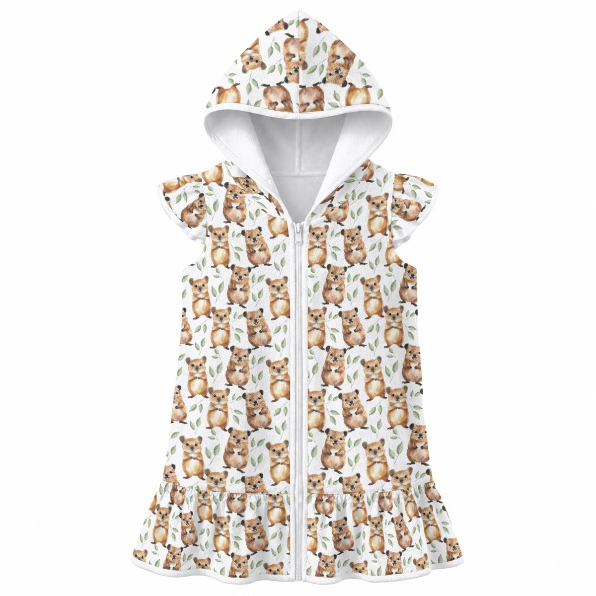 Quokkas Girl's Hooded Beach Cover-Up