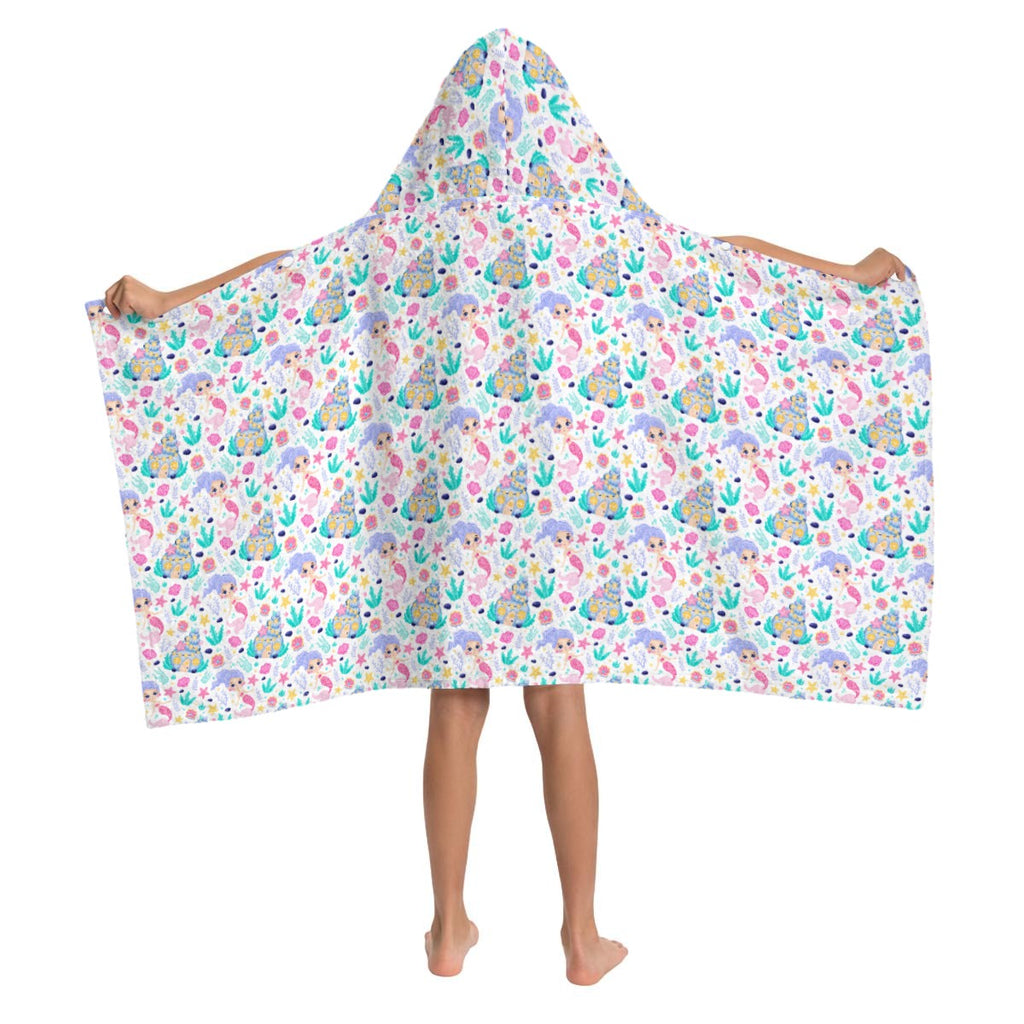 Mermaid World Kids Wrap Hooded Towel Poncho