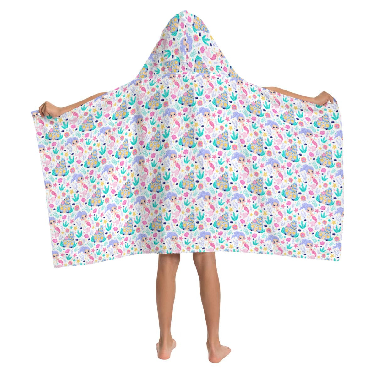 Mermaid World Kids Wrap Hooded Towel Poncho