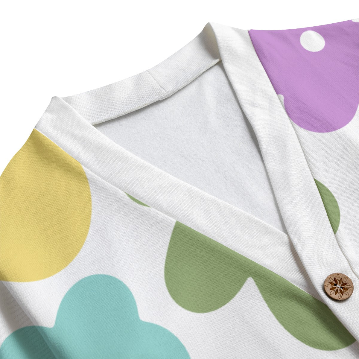 Big Pastel Flowers Unisex V-neck Cardigan With Button Closure