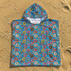 Doughnuts On Blue Kid's Hooded Towel Poncho