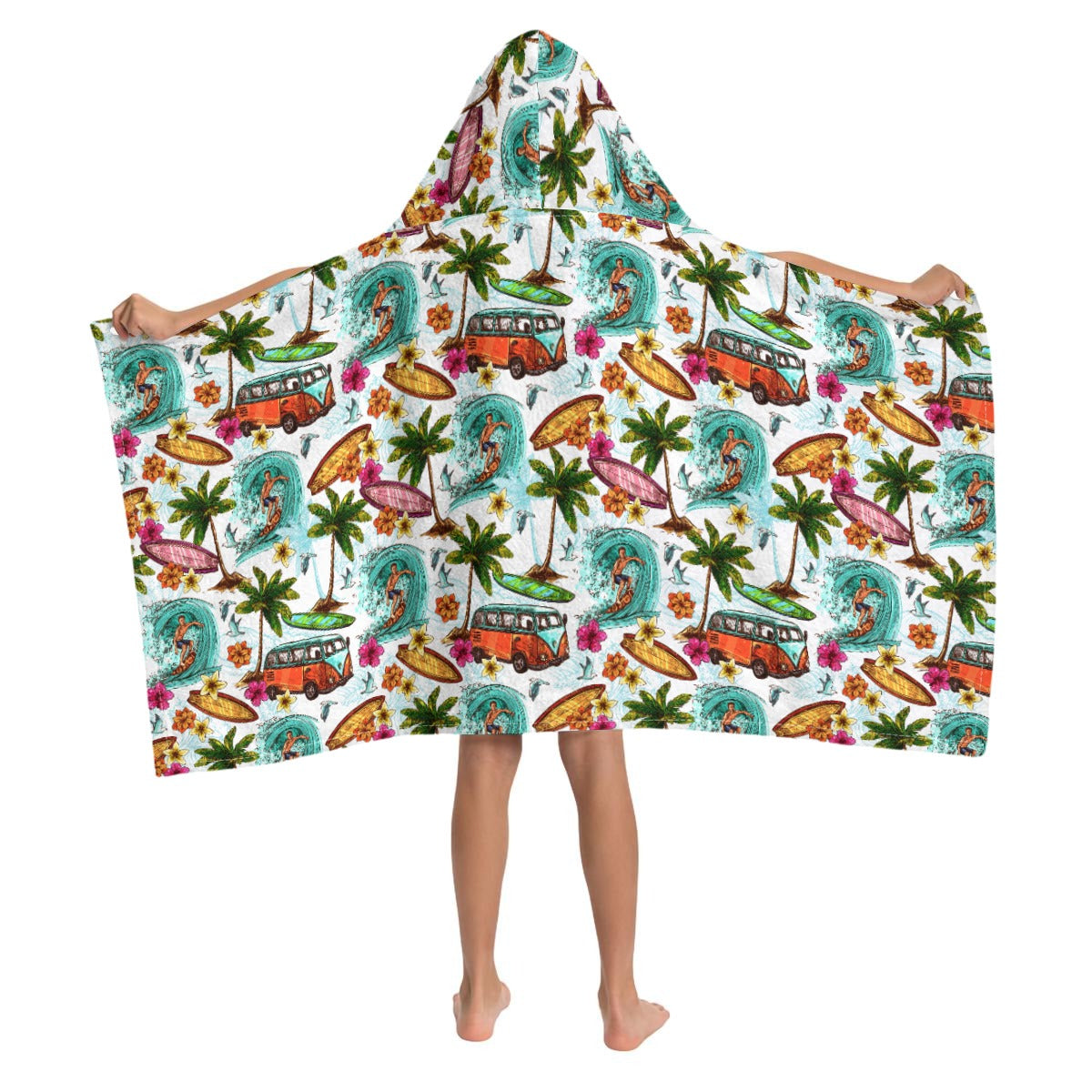 Surfing Safari Kids Wrap Hooded Towel Poncho