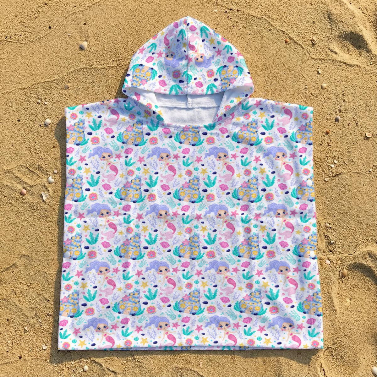 Mermaid World Kid's Hooded Towel Poncho