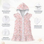 Pink Cats Girl's Hooded Beach Cover-Up