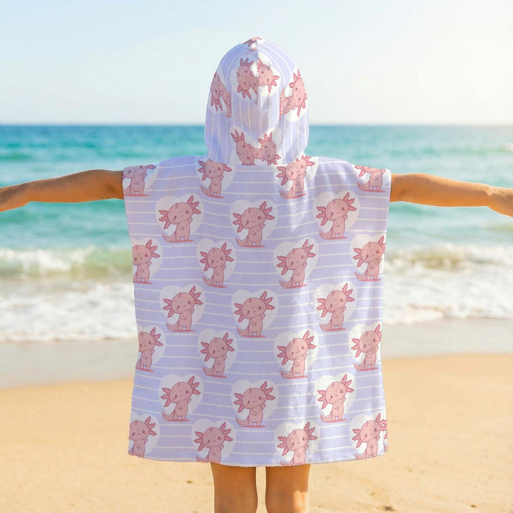 Axolotl Love Kid's Hooded Towel Poncho
