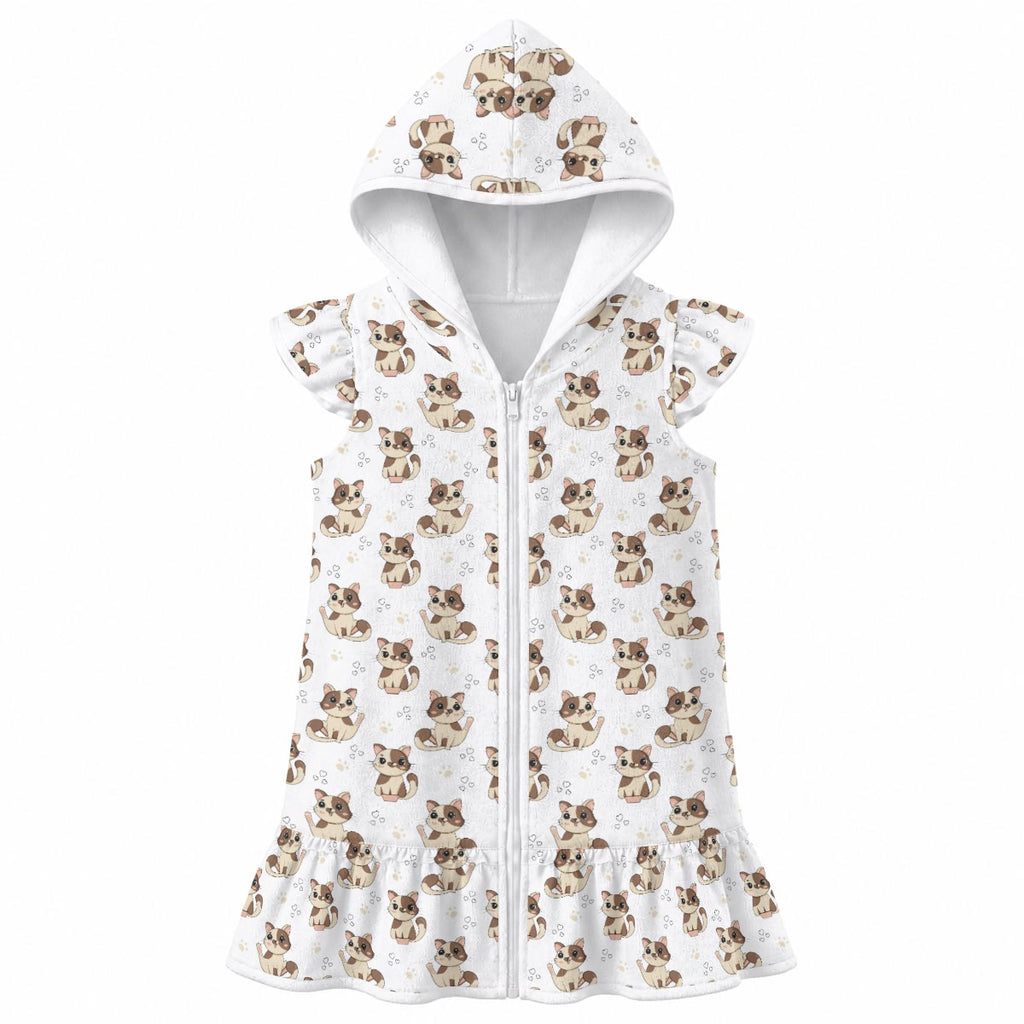 Cheeky Cats Girl's Hooded Beach Cover-Up