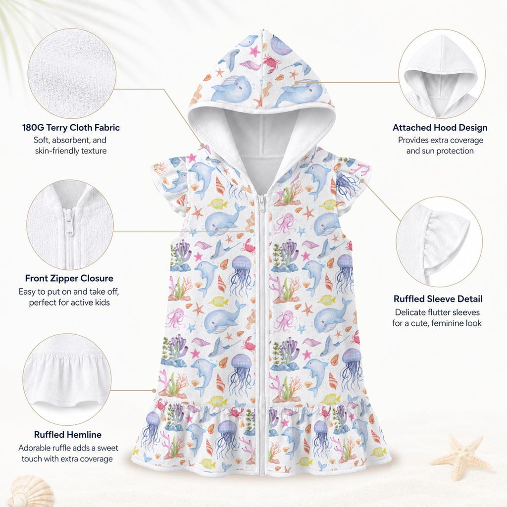 Under The Sea Girl's Hooded Beach Cover-Up