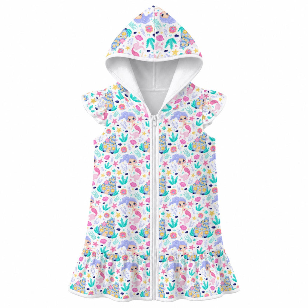 Mermaid World Girl's Hooded Beach Cover-Up