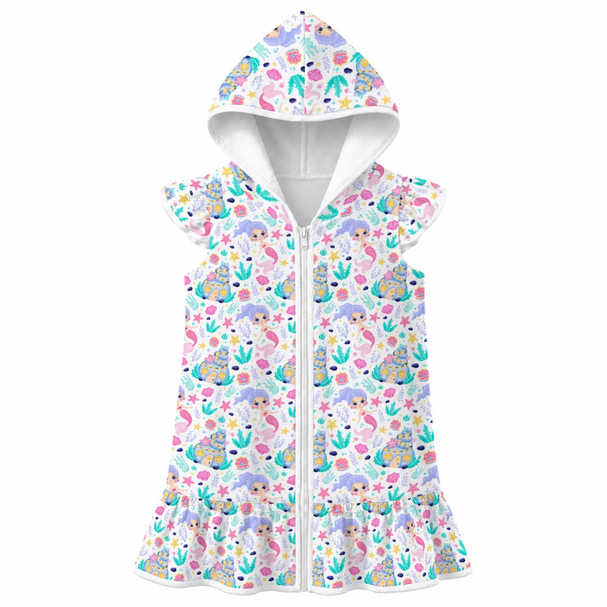 Mermaid World Girl's Hooded Beach Cover-Up