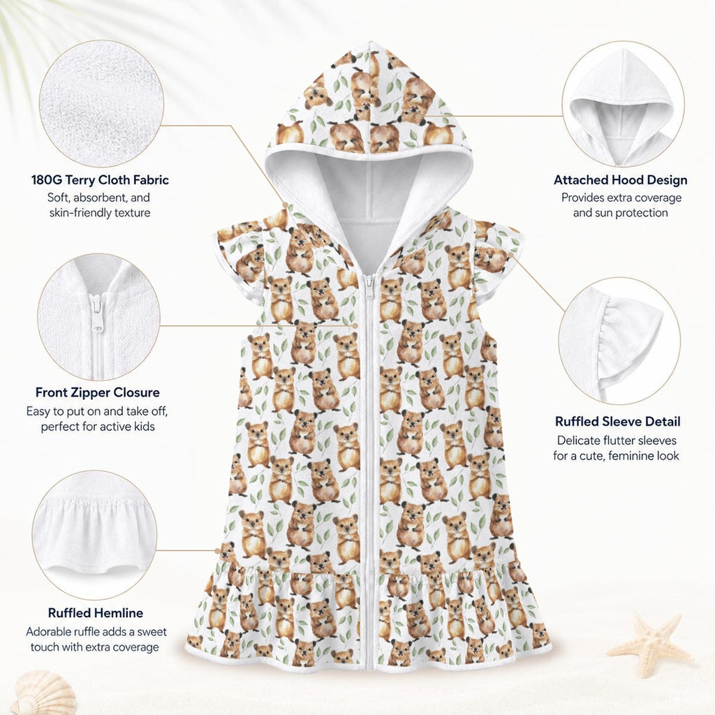 Quokkas Girl's Hooded Beach Cover-Up