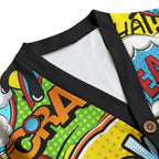 Comic Book Expressions Unisex V-neck Cardigan With Button Closure