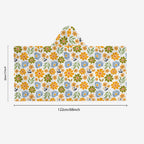 Retro Boho Flower Kids Hooded Towel Poncho|Horizontal