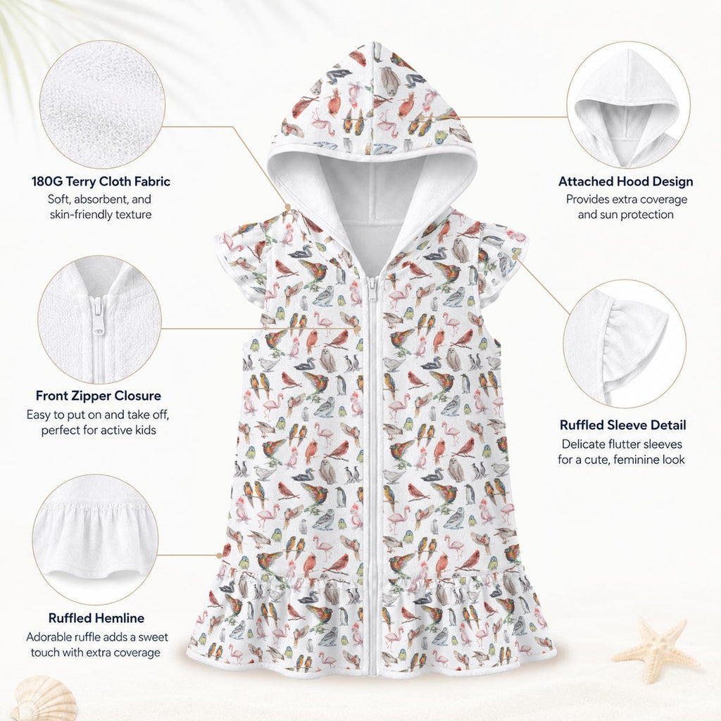 Birds Of A Feather Girl's Hooded Beach Cover-Up