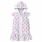 Axolotl Love Girl's Hooded Beach Cover-Up