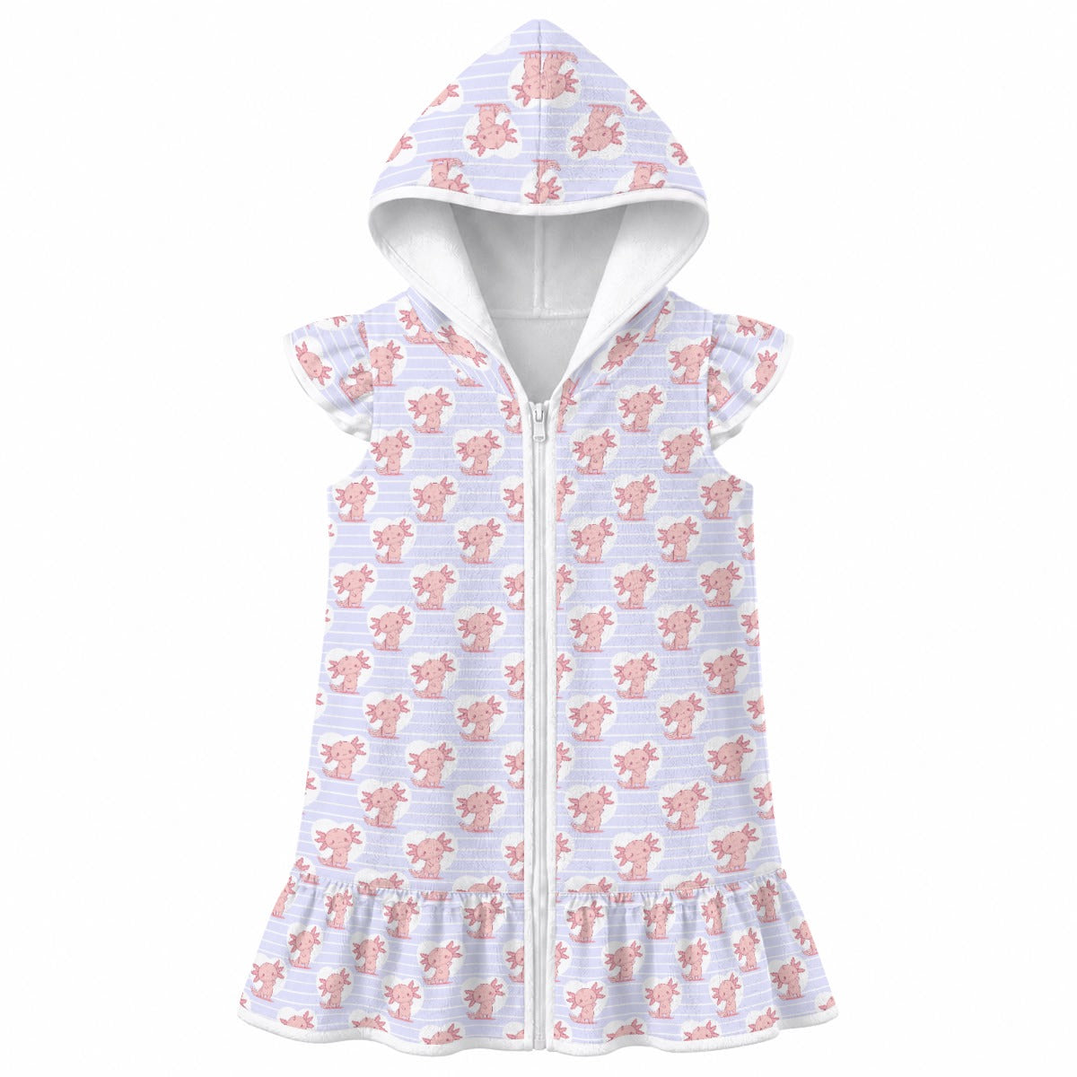Axolotl Love Girl's Hooded Beach Cover-Up
