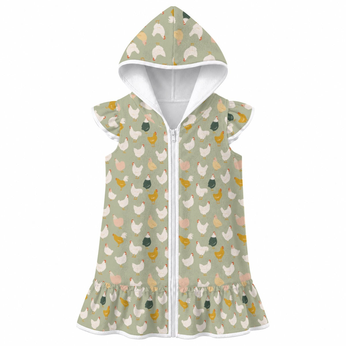 Chicken Life Girl's Hooded Beach Cover-Up