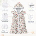 Australian Plants And Animals Girl's Hooded Beach Cover-Up