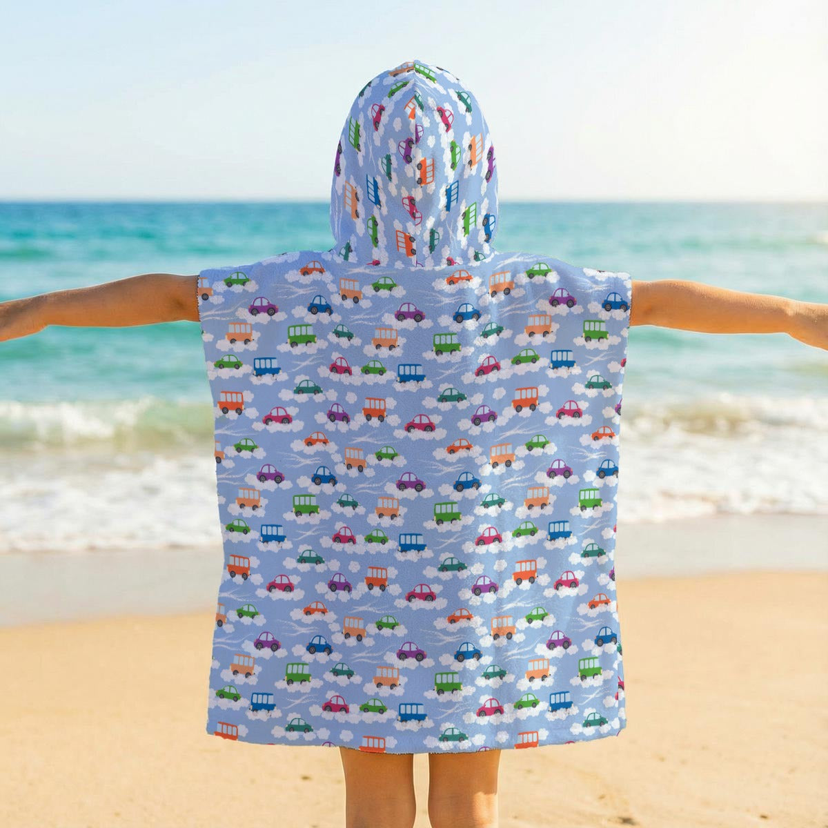 Colourful Cars Kid's Hooded Towel Poncho