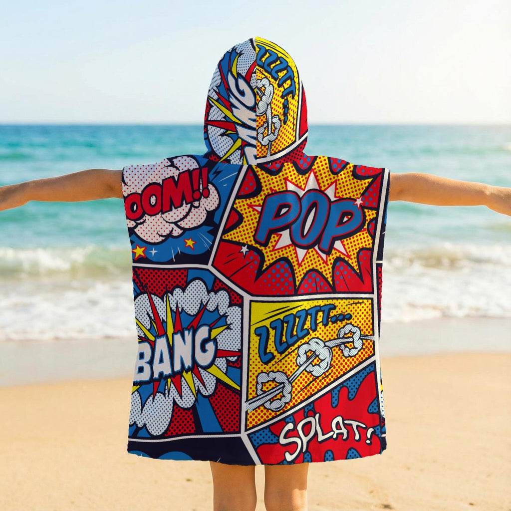 Comic Book Kid's Hooded Towel Poncho