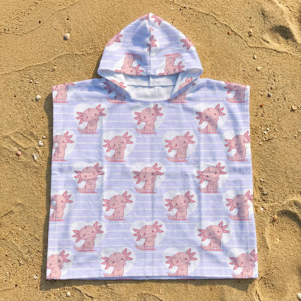 Axolotl Love Kid's Hooded Towel Poncho
