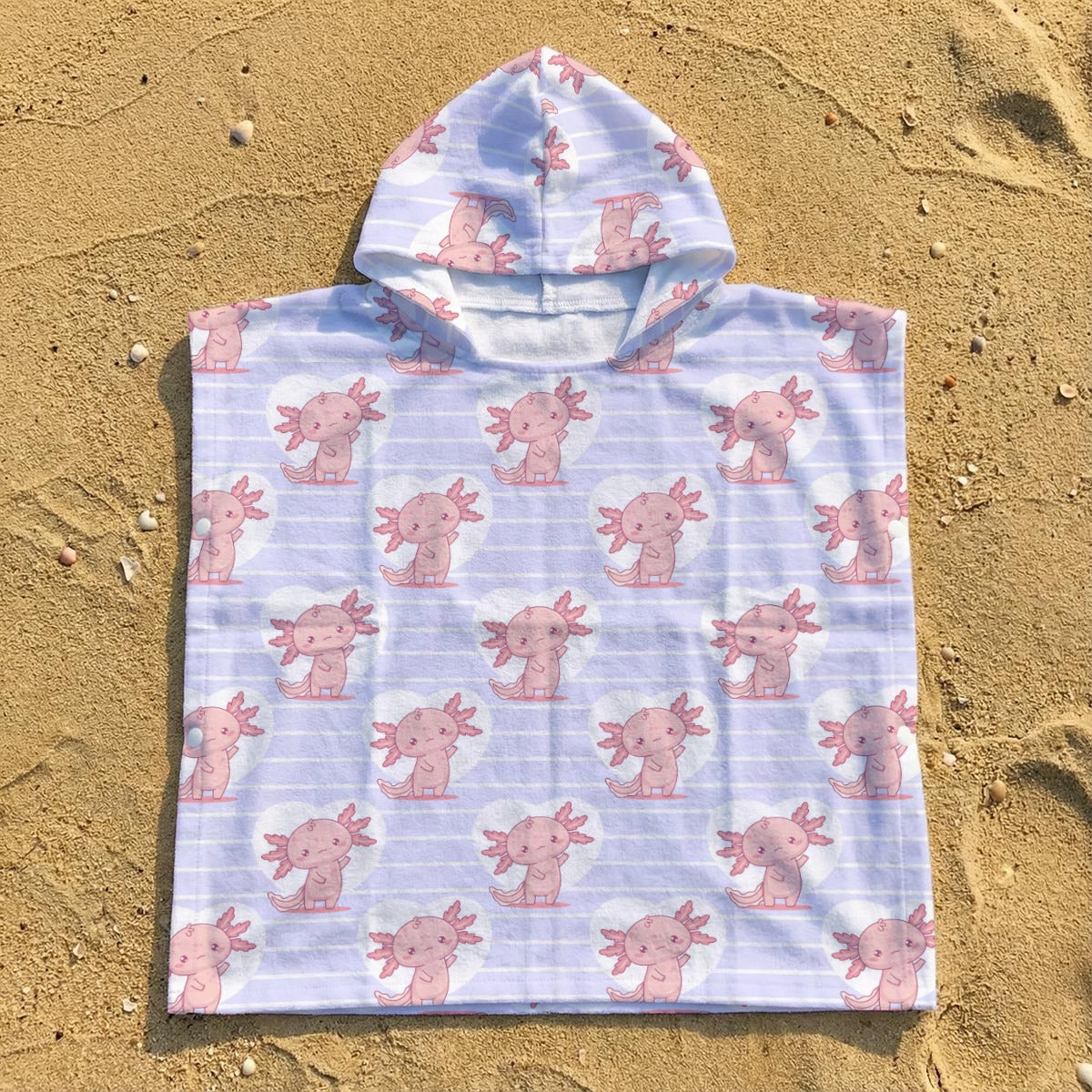 Axolotl Love Kid's Hooded Towel Poncho