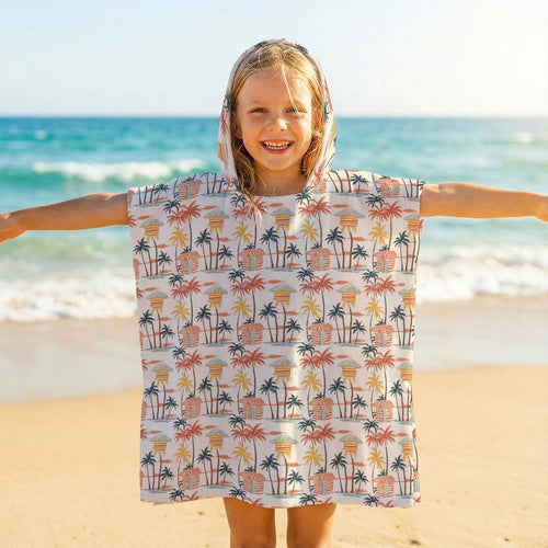 Beach Shack Kid's Hooded Towel Poncho U White Kids Hooded Towel Poncho Printed Offshore Surf