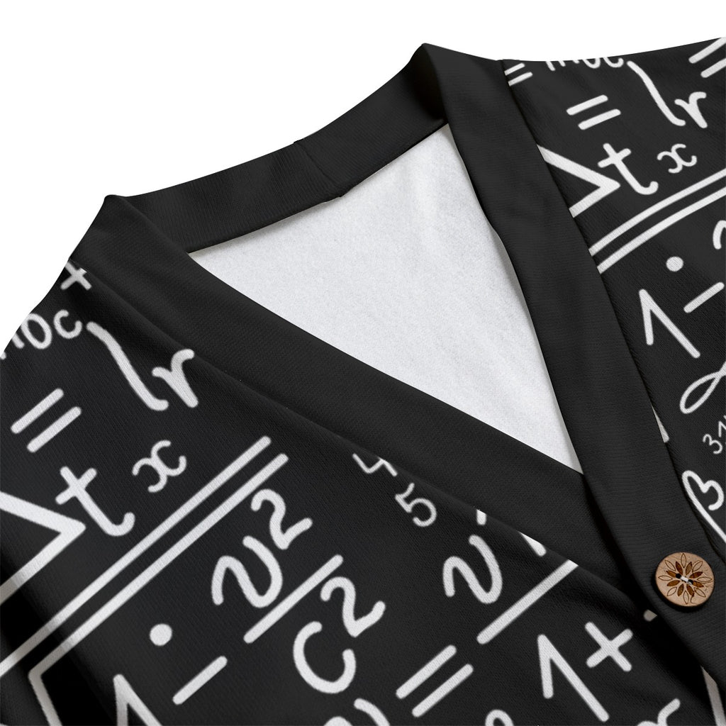 Mathematics Unisex V-neck Cardigan With Button Closure