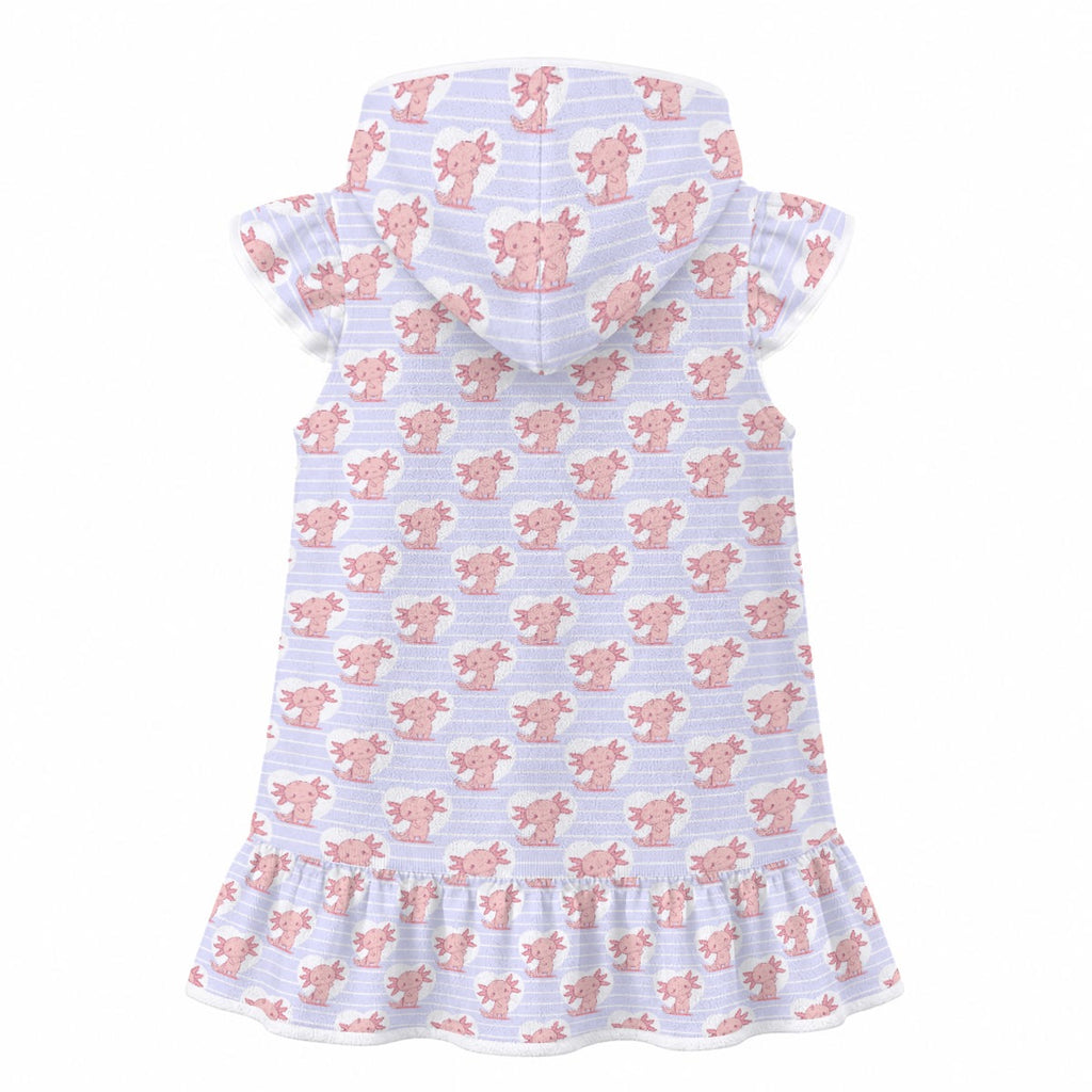 Axolotl Love Girl's Hooded Beach Cover-Up