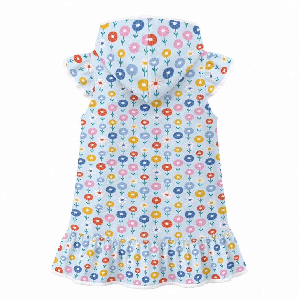 Abstract Cute Flowers Girl's Hooded Beach Cover-Up