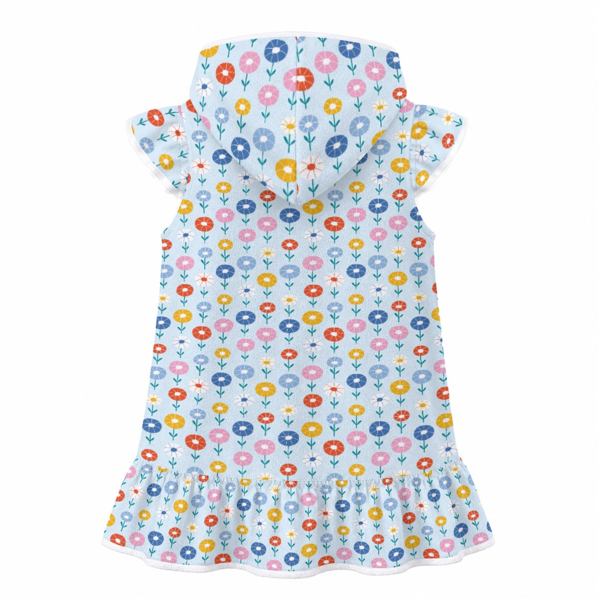 Abstract Cute Flowers Girl's Hooded Beach Cover-Up