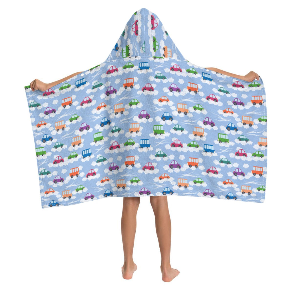 Colourful Cars Kids Wrap Hooded Towel Poncho