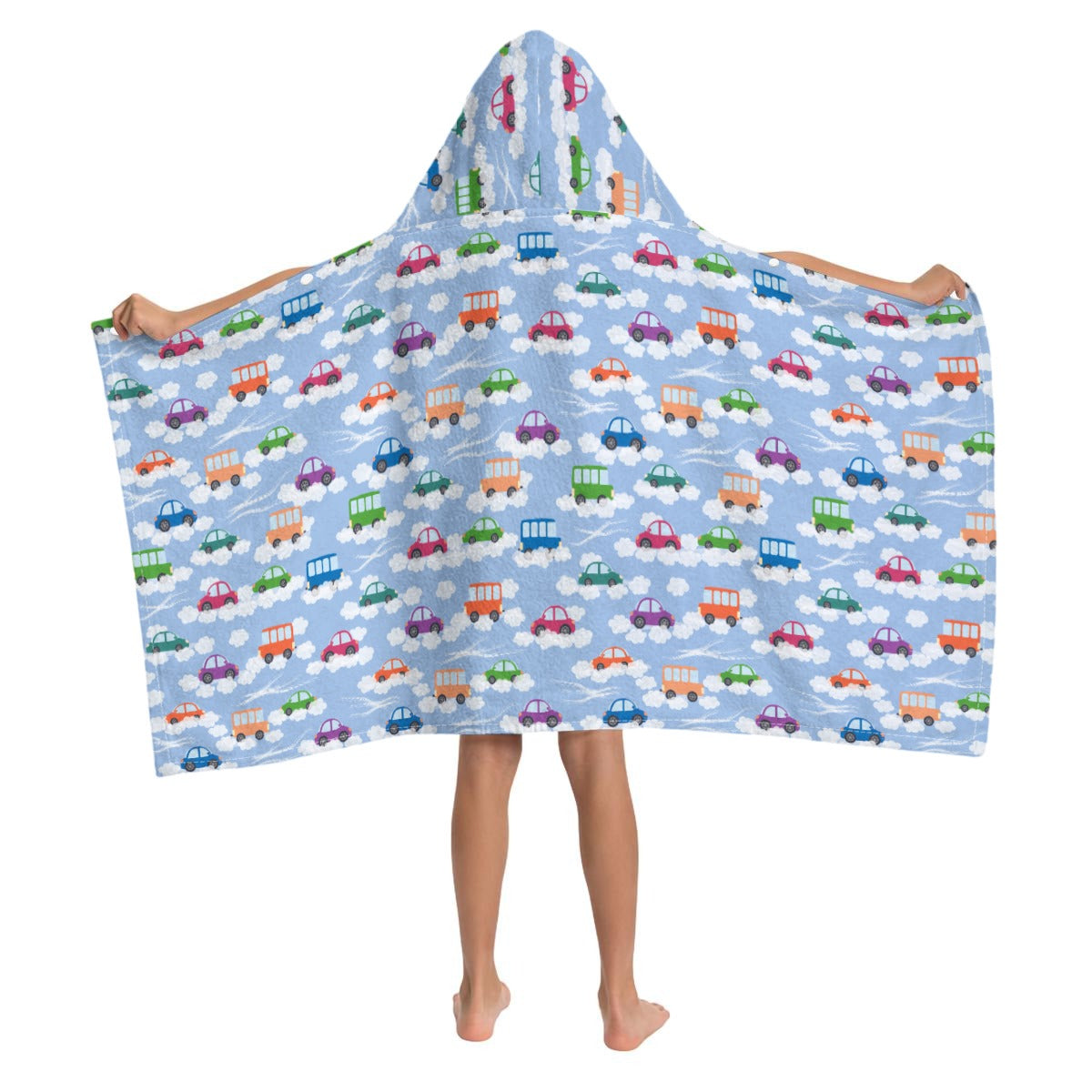 Colourful Cars Kids Wrap Hooded Towel Poncho