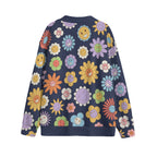 Groovy Flowers Unisex V-neck Cardigan With Button Closure