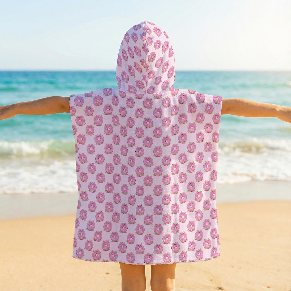 Cat Doughnuts Kid's Hooded Towel Poncho