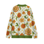 Graphic Floral Unisex V-neck Cardigan With Button Closure