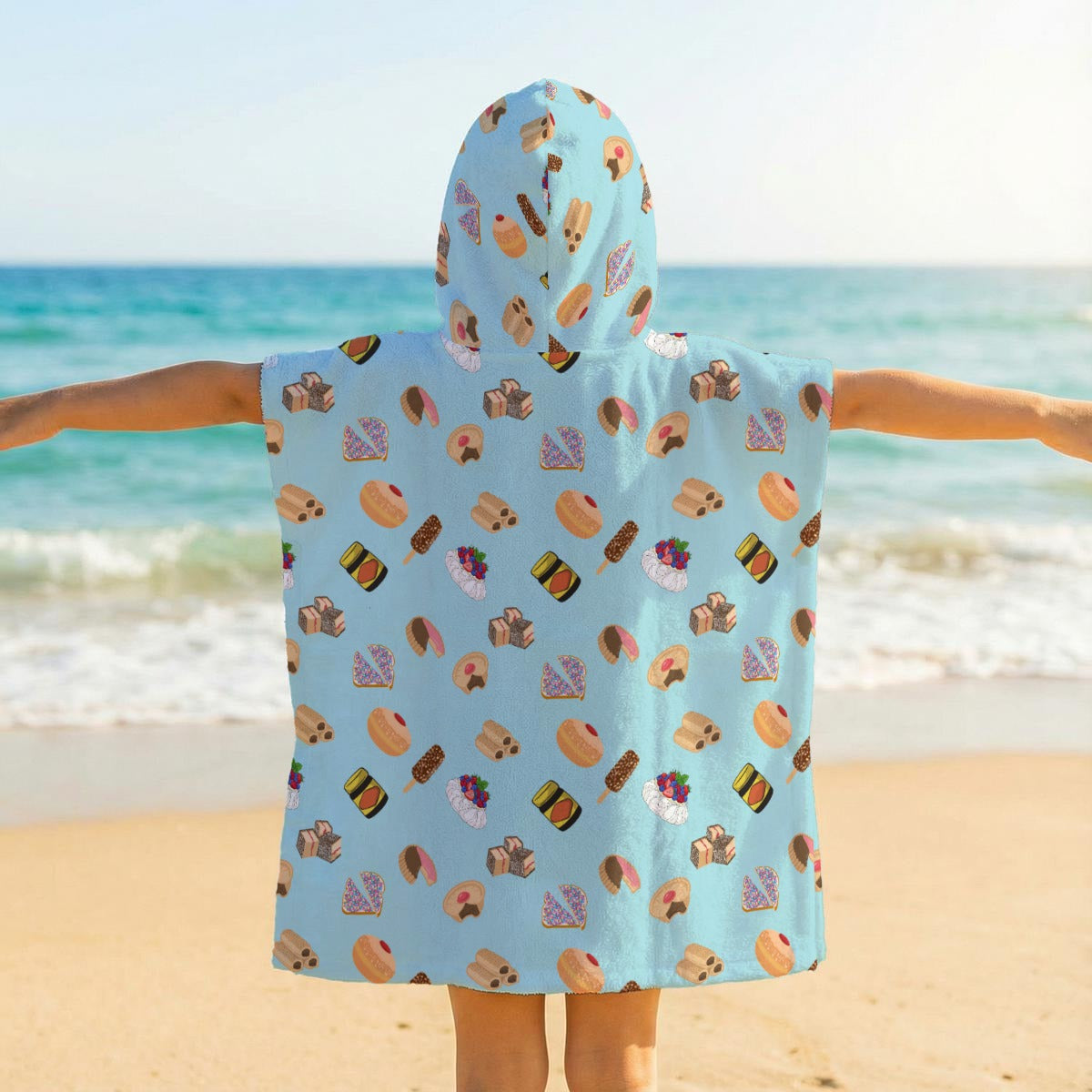 Classic Aussie Food Icons Kid's Hooded Towel Poncho
