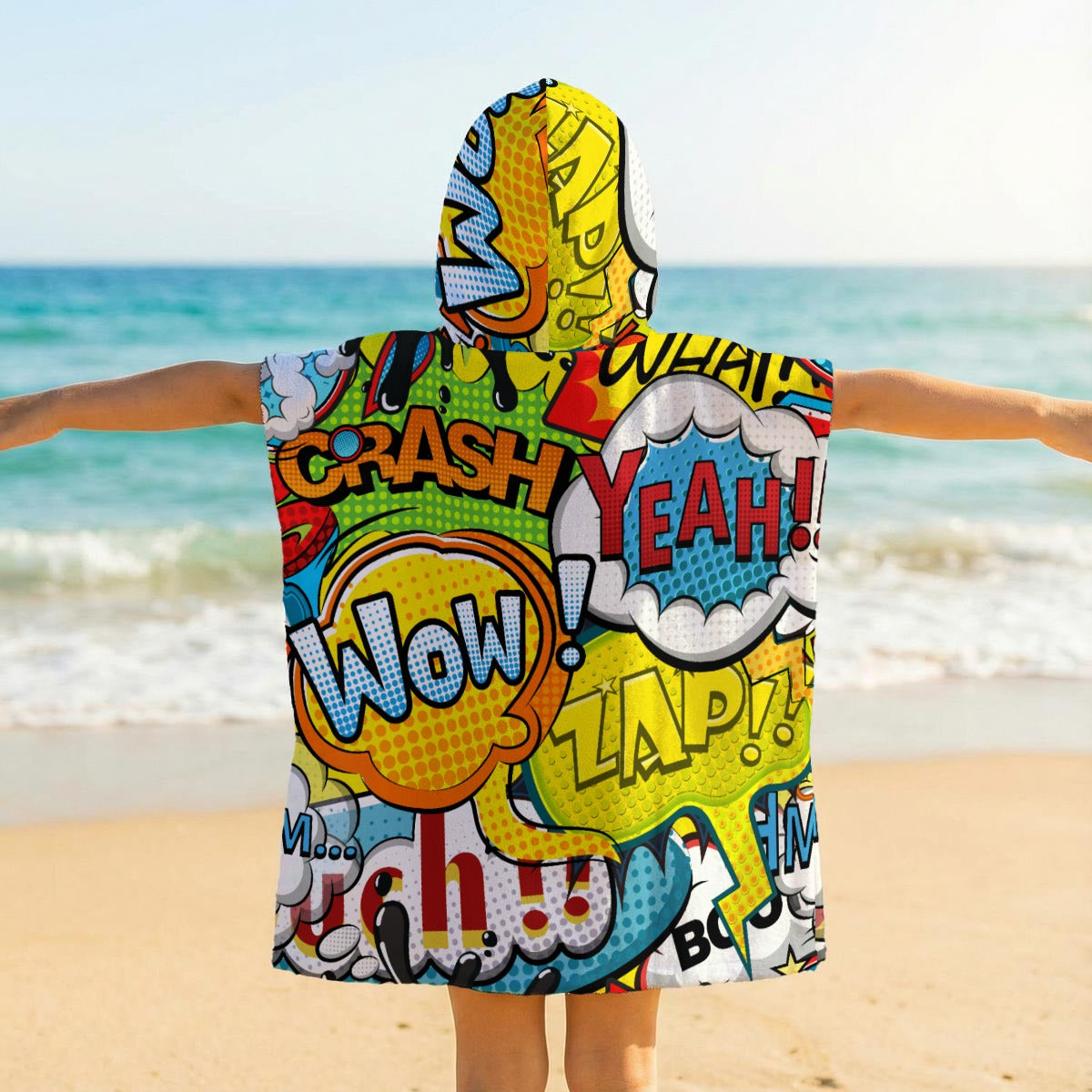 Comic Book Exclamations Kid's Hooded Towel Poncho
