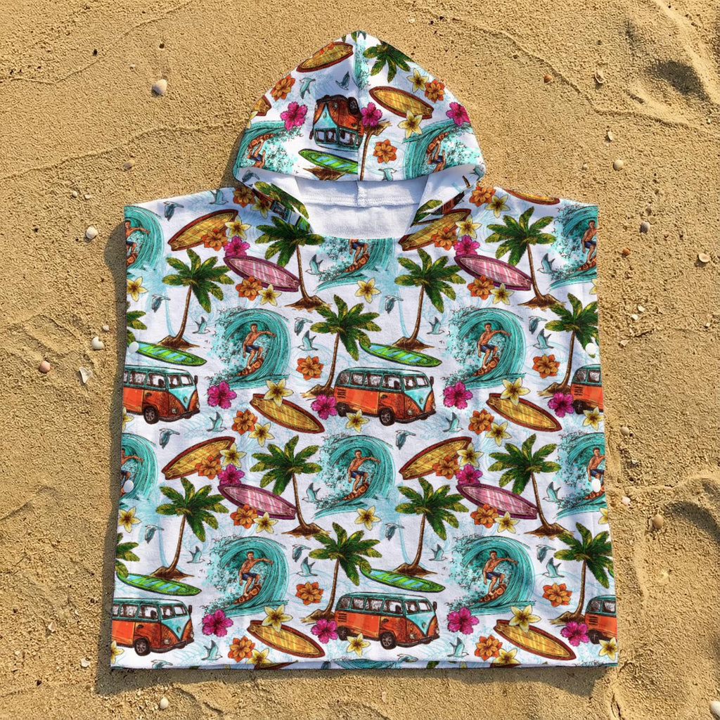 Surfing Safari Kid's Hooded Towel Poncho