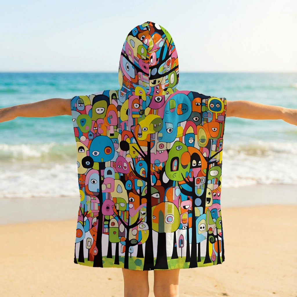 Trippy Trees Kid's Hooded Towel Poncho